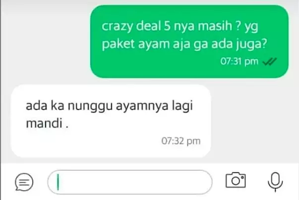 Chat tanya ke pengemudi ojek © Twitter Chat tanya ke pengemudi ojek © Twitter