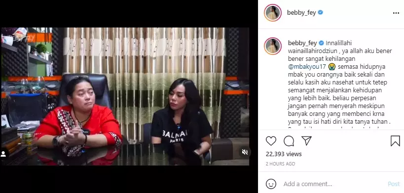 Ucapan duka mendalam seleb atas meninggalnya Mbak You dari berbagai sumber