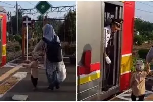 Viral masinis 'jemput' anak dan istri pakai KRL, disebut sultan