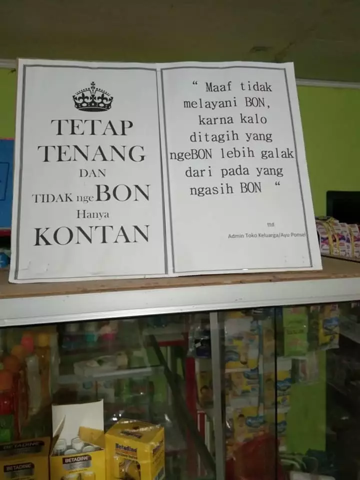 Tulisan lucu larangan utang © berbagai sumber