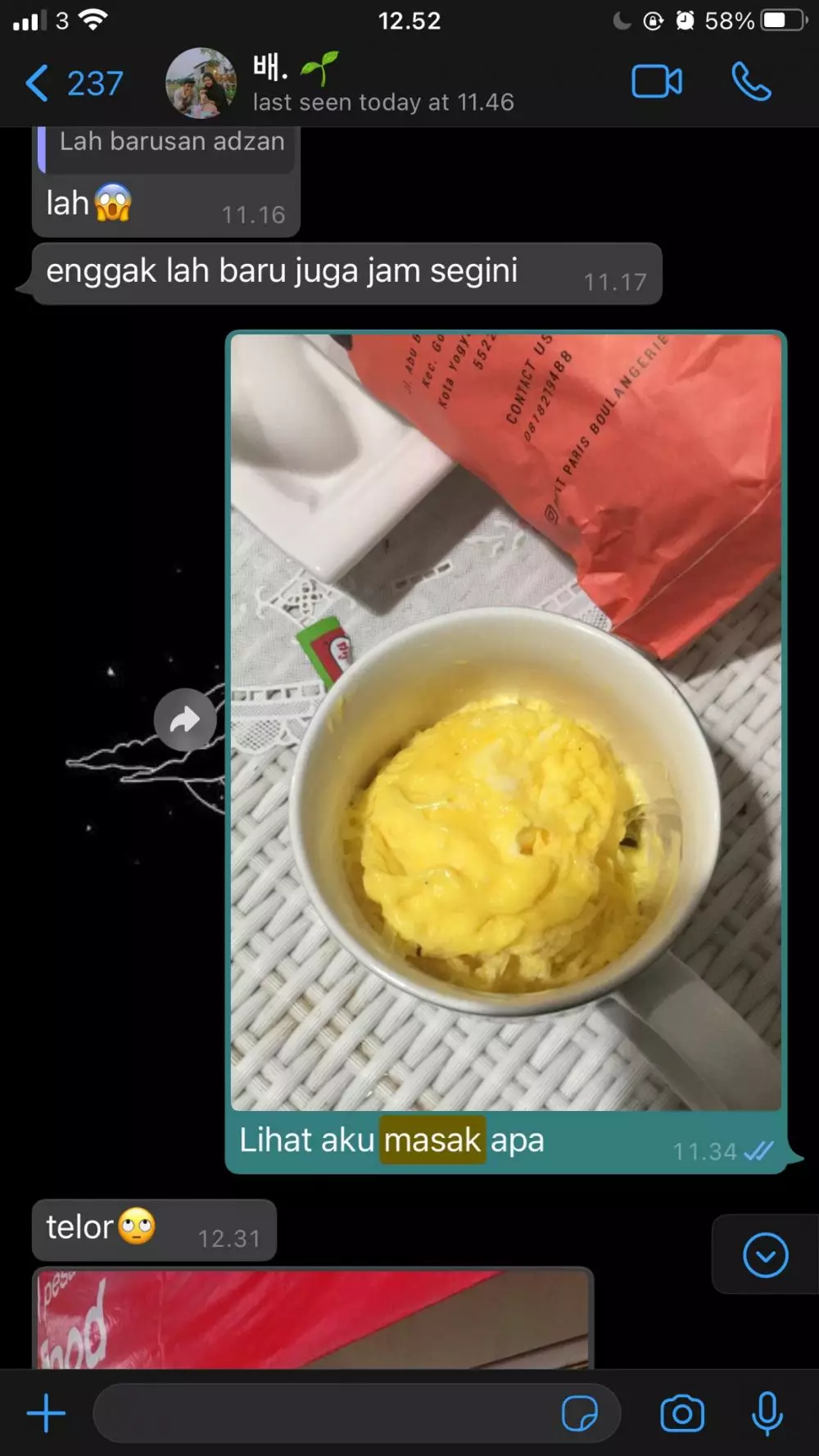 Chat lucu pamer masakan © Twitter