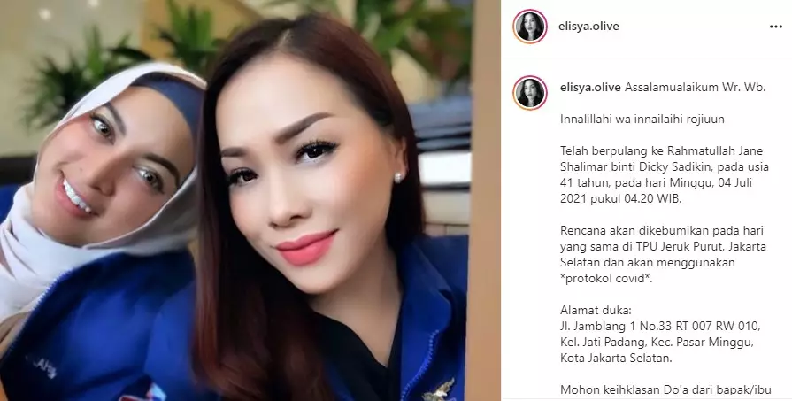 Kronologi Jane Shalimar meninggal © berbagai sumber