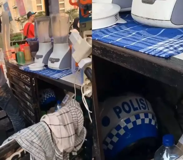 Pria berbadan kekar jualan es © Instagram/@hariankopas