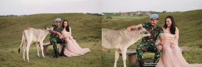 Momen tak terduga prajurit TNI prewedding © Instagram/@tnipolri_couple.idamann