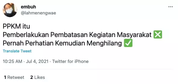 Cuitan lucu kepanjangan PPKM 01 © Twitter