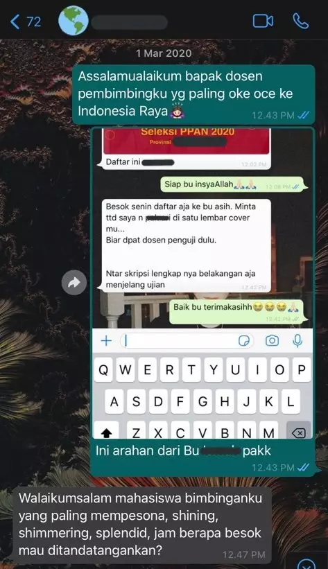 Chat dosen bak teman sebaya © berbagai sumber