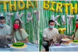 8 Momen Salmafina Sunan rayakan ulang tahun kucing, dekorasinya unik