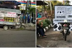 15 Cara lucu pedagang promosi susu ini idenya kelewat kreatif