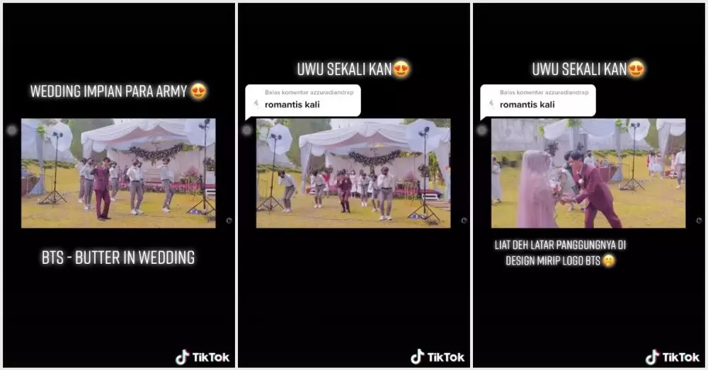 pengantin pria joget ala BTS © TikTok pengantin pria joget ala BTS © TikTok