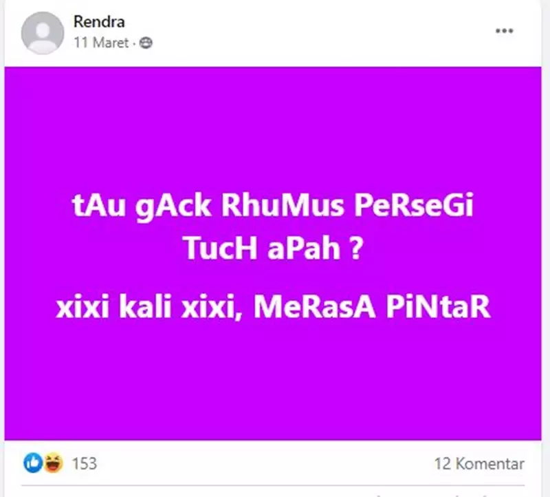 pertanyaan kocak di grup bapak-bapak © 2021 Facebook