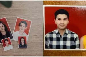 Pasfoto buku nikah 7 pasang seleb dengan latar merah, bikin baper