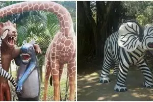 10 Penampakan nyeleneh patung hewan ini nggak mirip aslinya