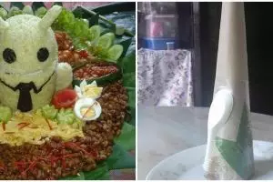 10 Potret lucu nasi tumpeng ini bentuknya bikin senyum lebar