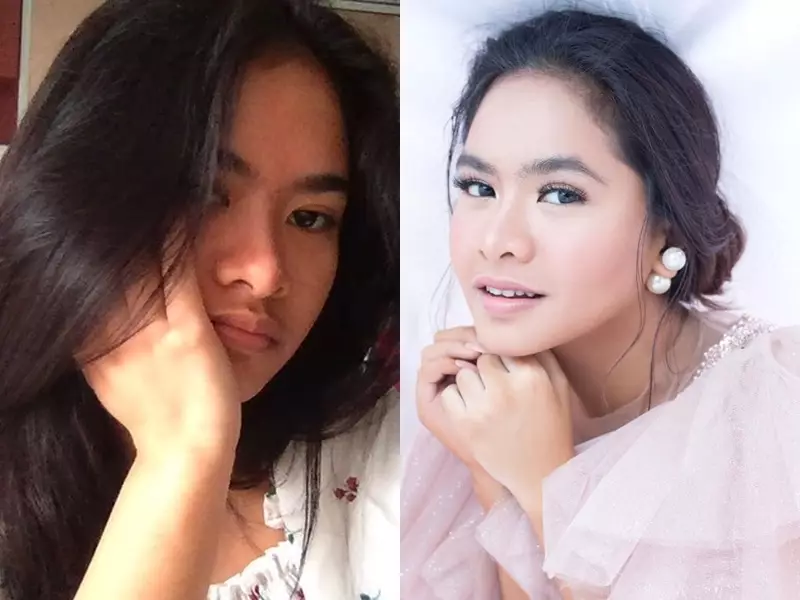 putri pedangdut tanpa dan pakai makeup © Instagram
