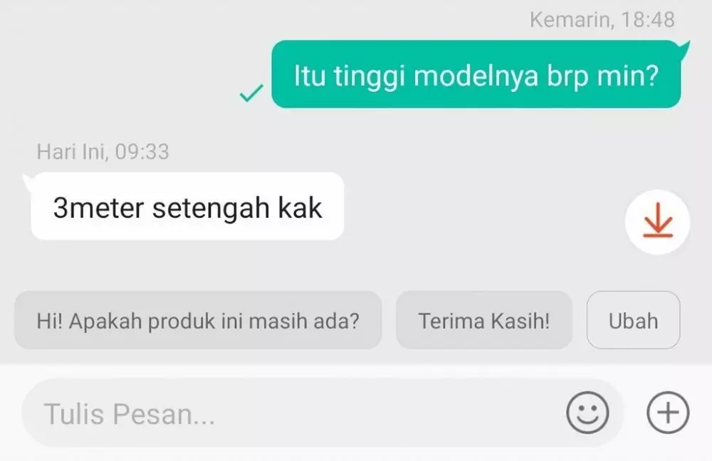 Chat bertanya ke penjual © Twitter