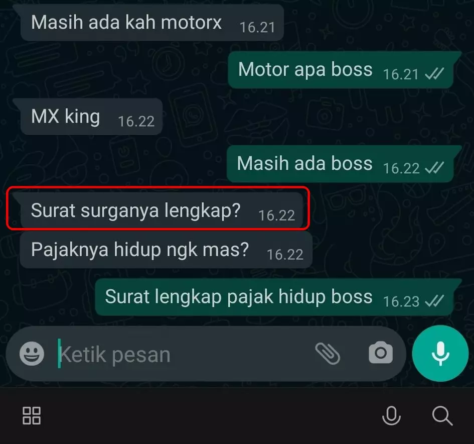 Chat bertanya ke penjual © Twitter