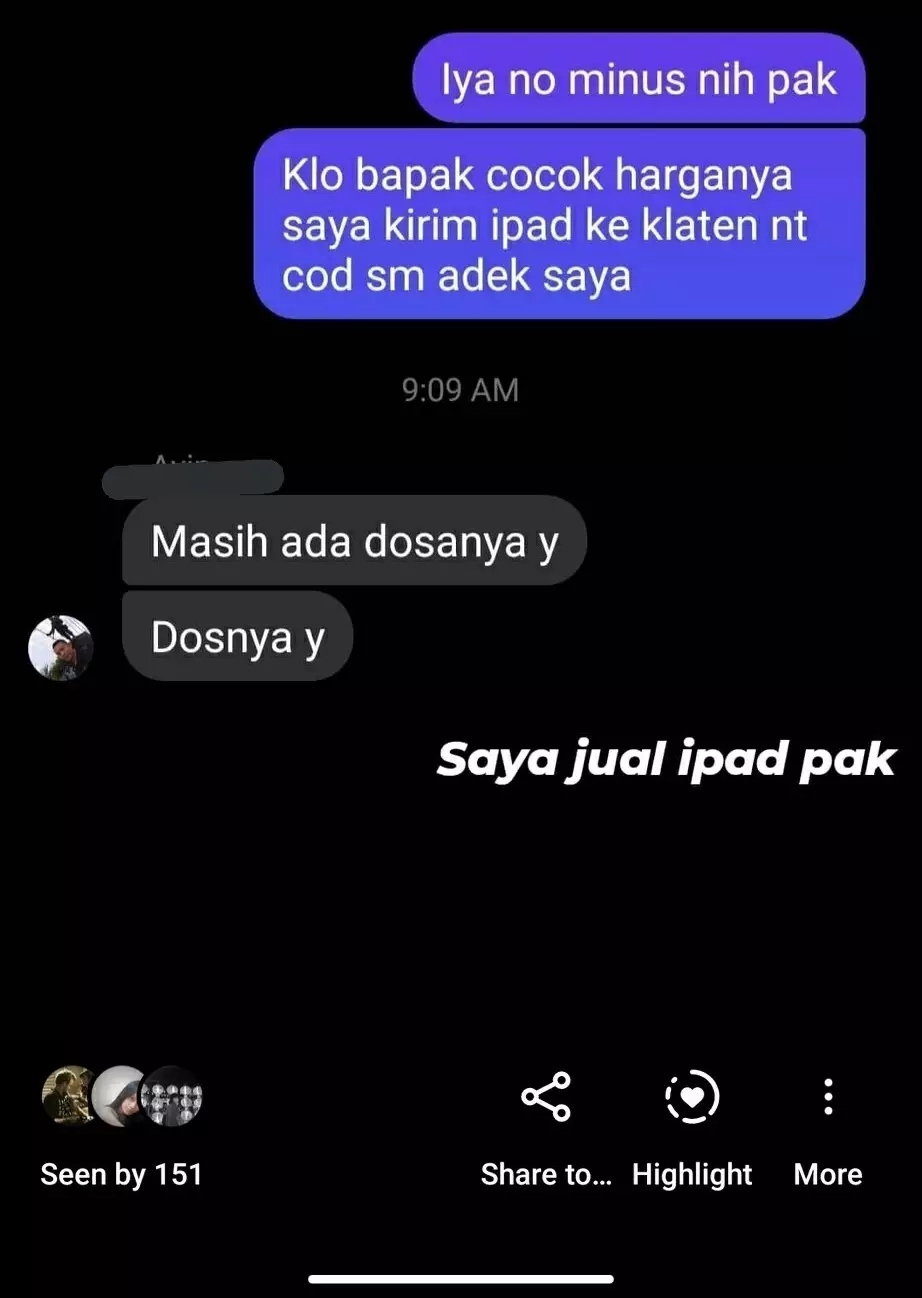 Chat bertanya ke penjual © Twitter