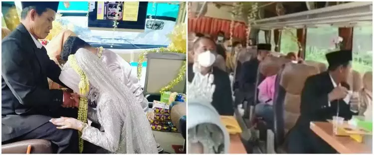 Viral pasangan menikah di dalam bus, hindari kerumunan saat PPKM
