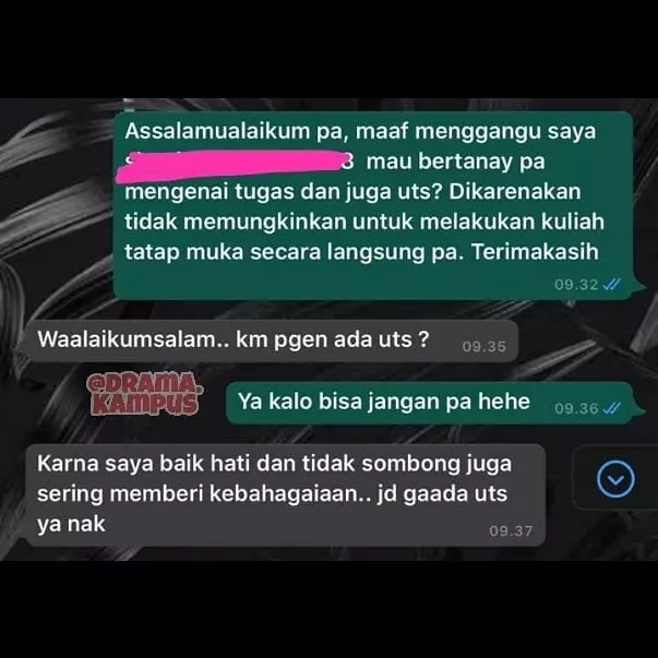 Jawaban dosen pas mahasiswa bertanya © Instagram