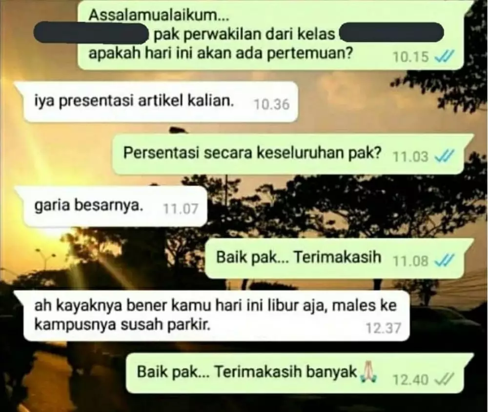 Jawaban dosen pas mahasiswa bertanya © Instagram