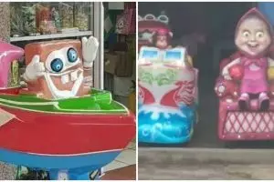 10 Potret lucu wahana bermain bentuk kartun ini bikin tepuk jidat