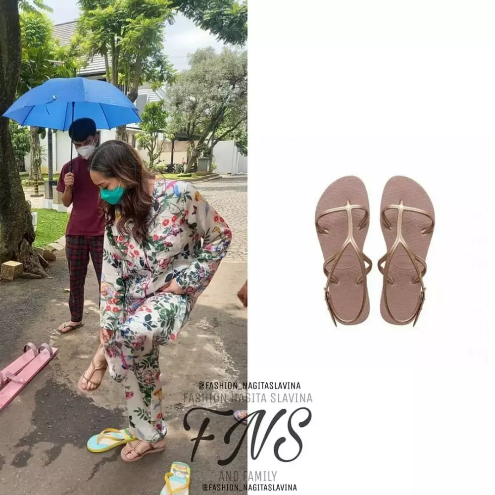 Taksiran harga sandal Nagita Slavina © 2021 brilio.net
