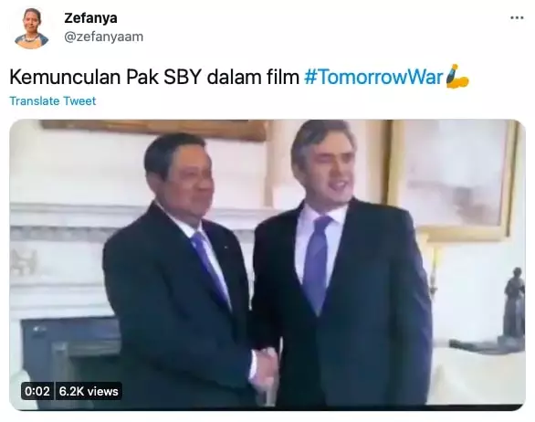SBY di film The Tomorrow War © berbagai sumber SBY di film The Tomorrow War © berbagai sumber