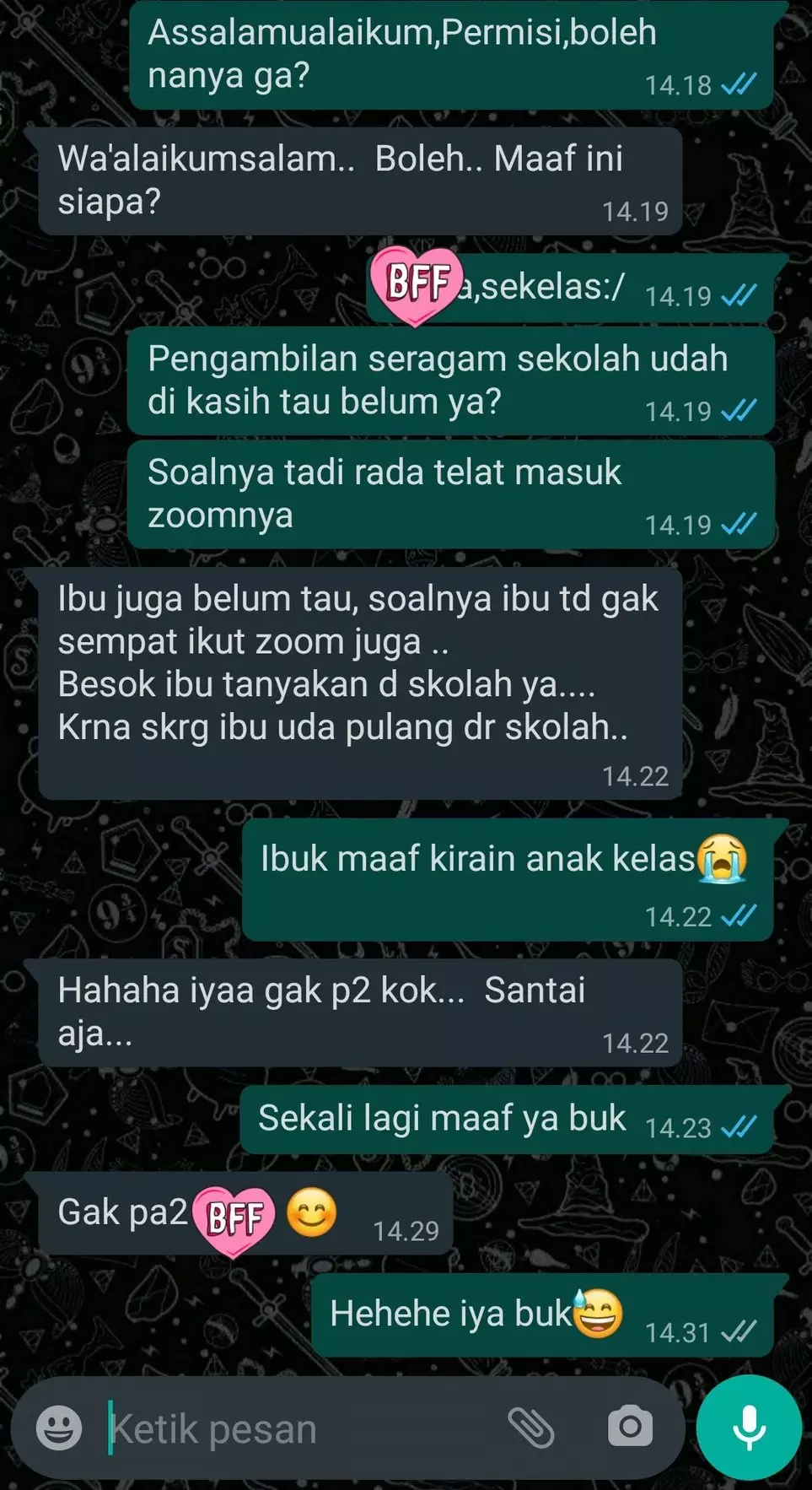 Chat lucu salah sangka ke guru © berbagai sumber