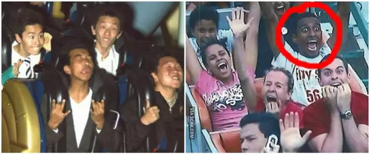 11 Ekspresi kocak pria saat naik roller coaster, bikin ngakak