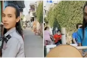 Mendadak viral, cowok penjual jamu ini rambutnya indah bak perempuan