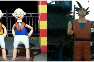 15 Potret lucu patung di tempat umum ini bentuknya absurd abis