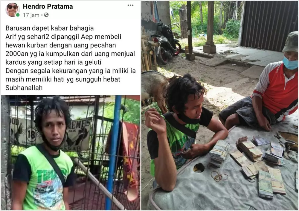 pengepul kardus sisihkan uang berkurban © Twitter