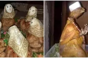 9 Potret lucu penyajian ayam goreng ini bentuknya absurd abis