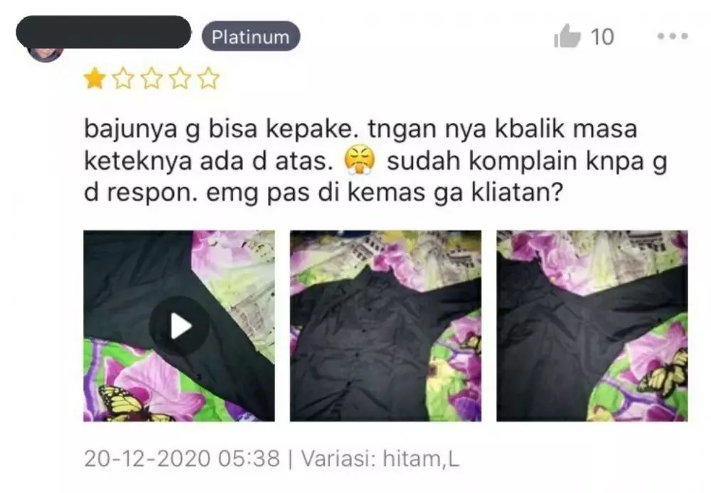 Foto review beli baju di toko online © Twitter