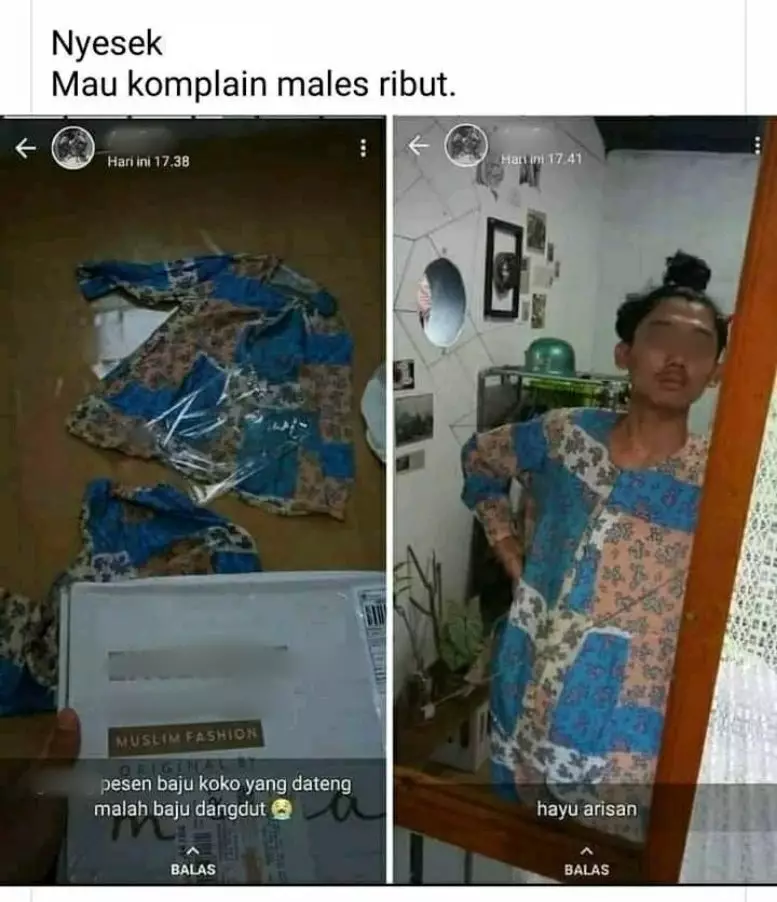 Foto review beli baju di toko online © Twitter