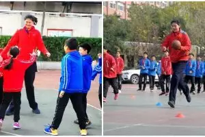 9 Potret Zhang Ziyu, gadis remaja 14 tahun setinggi 2,26 meter