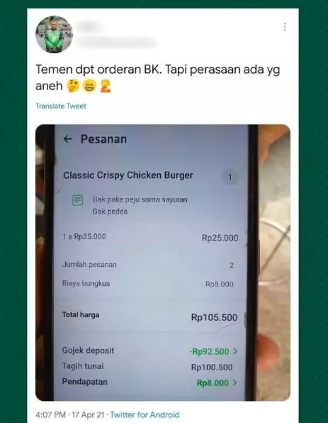 Tulisan di note orderan ojol © Instagram Tulisan di note orderan ojol © Instagram