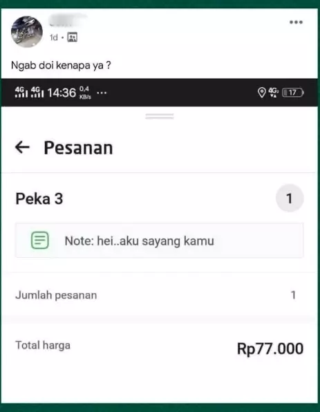 Tulisan di note orderan ojol © Instagram Tulisan di note orderan ojol © Instagram