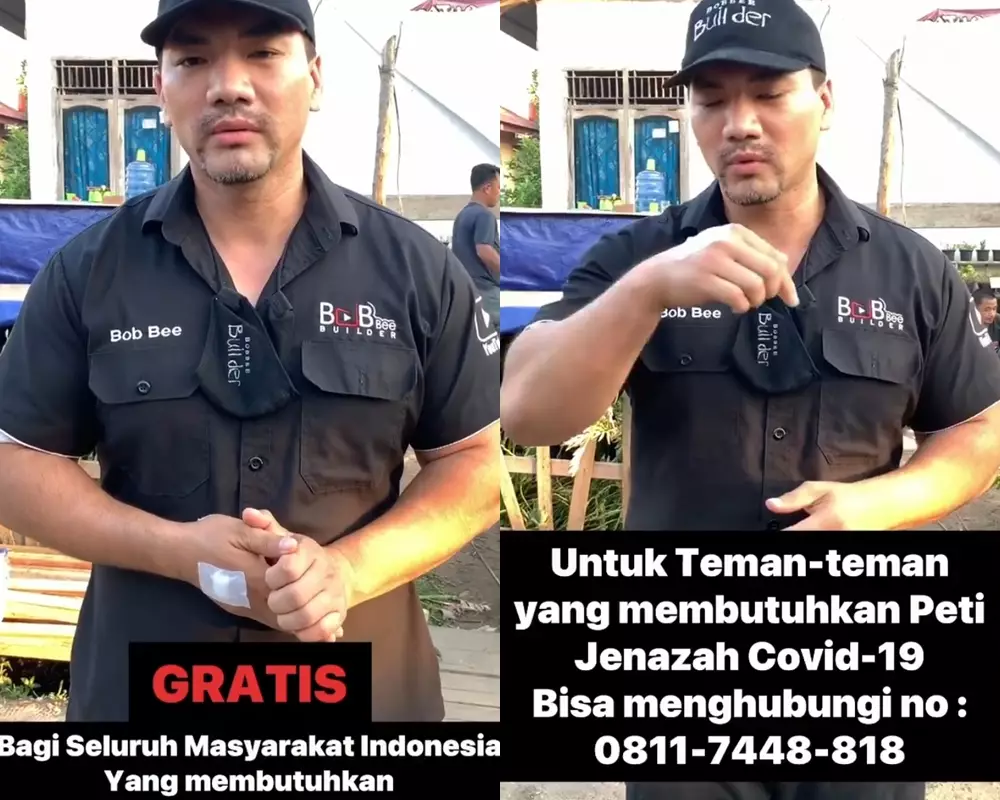 Bob Bee Builder sumbang peti © Instagram