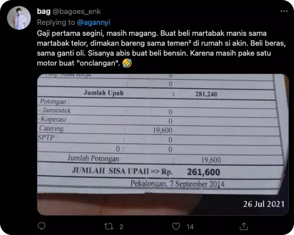 Curhatan soal gaji pertama 3 © Twitter