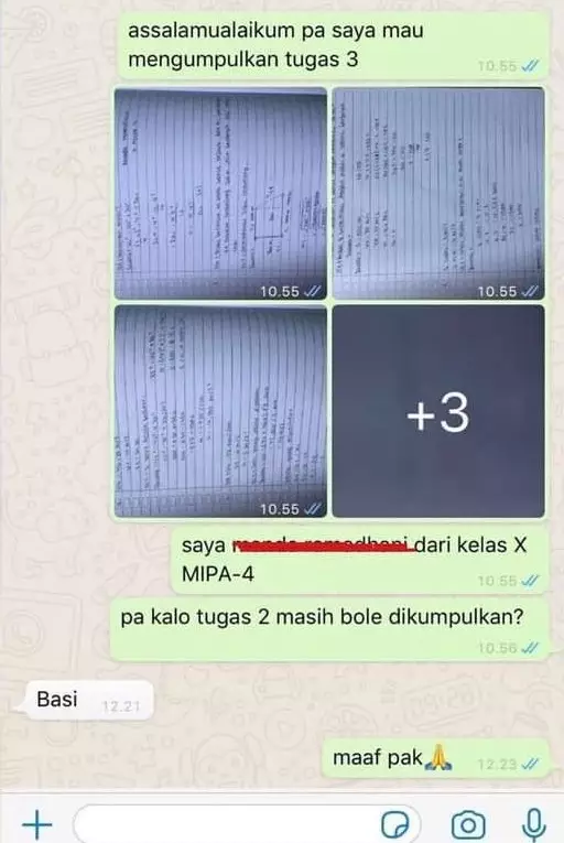 Chat lucu antara siswa dan guru © Twitter