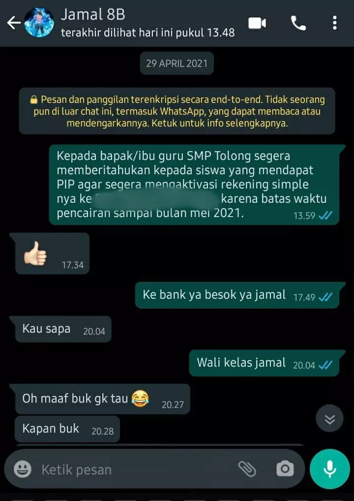 Chat lucu antara siswa dan guru © Twitter