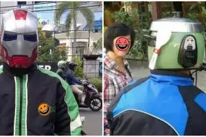 25 Potret lucu helm ini nyelenehnya bikin pengendara tersenyum