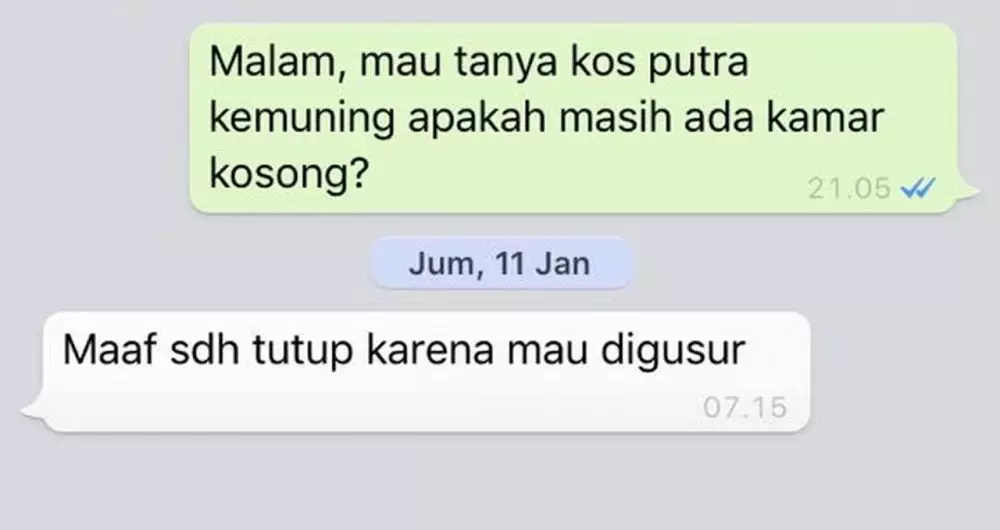 Balasan chat lucu dari pemilik kos © Twitter