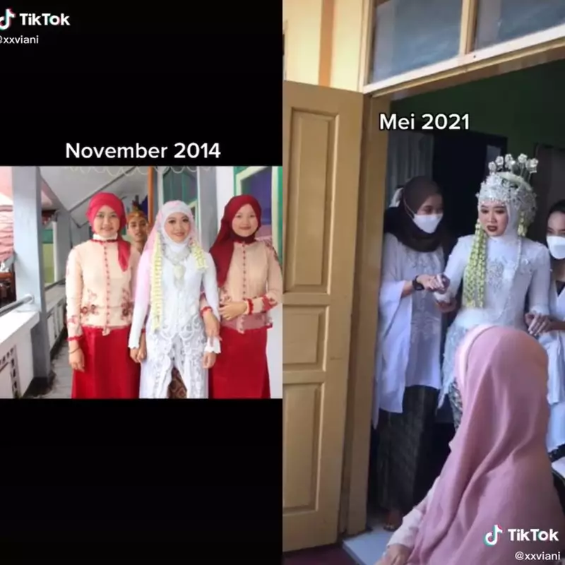 pasangan pengantin di SMK nikah beneran © TikTok