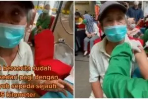 Demi dapat vaksin Covid-19, bapak tua rela bersepeda 15 km