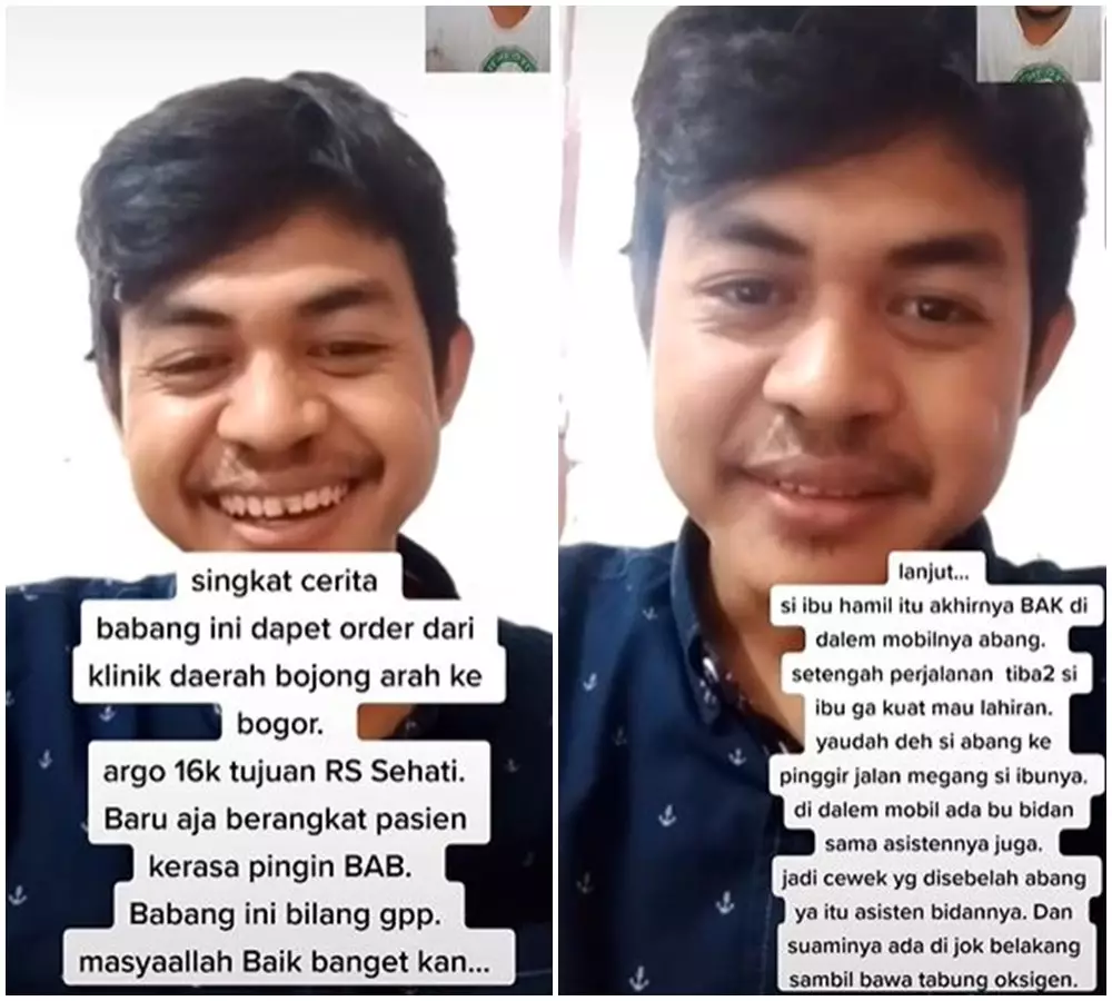supir taksi online bantu penumpang lahiran © 2021 TikTok