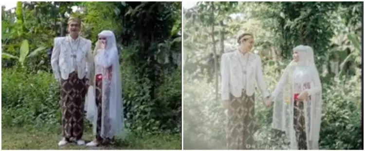 Pernikahan pengantin ini berlatar kebun rumah, hasil fotonya disorot
