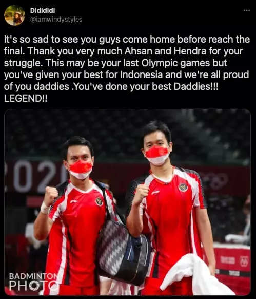 Ahsan Hendra di olimpiade 2020 © berbagai sumber Ahsan Hendra di olimpiade 2020 © berbagai sumber