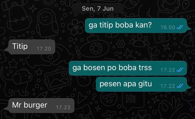 Chat kakak adik soal makanan © berbagai sumber